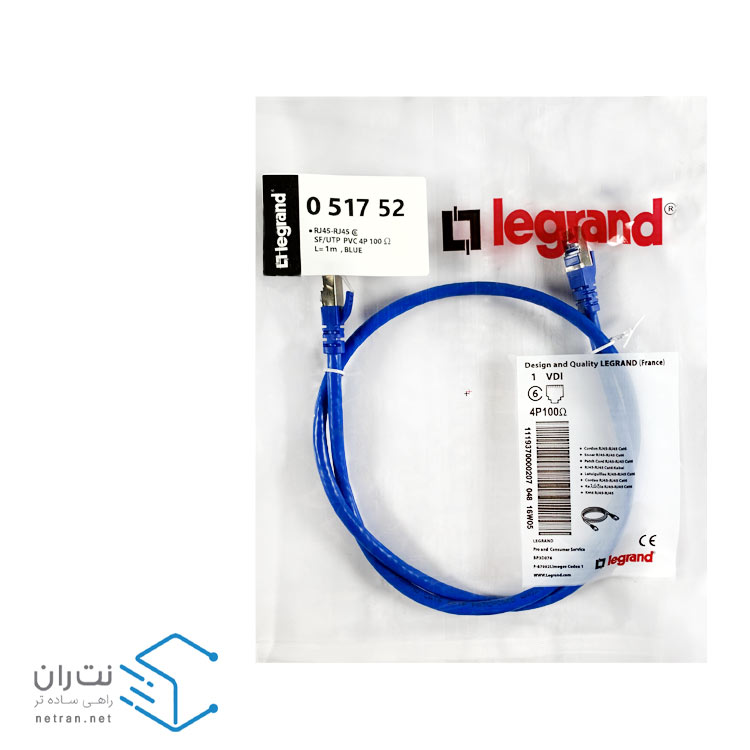 پچ کورد لگراند (کابل لن) Cat6 SFTP روکش PVC آبی 1 متری-3